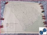 Vintage 1930 Wall Map South Carolina
