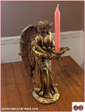 Heavy Solid Ceramic Angel w/Candle