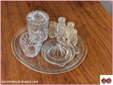 Glass Sugar Bowls, Juicer, Salt / Pepper Shakers & Glass Platter