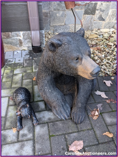 Large Outdoor Resin Bear & Small Concrete Baby Bear