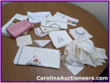 Large Lot of Vintage Embroidered Linens & Doilies