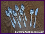 6 Vintage Community Plate Spoons, Vintage WM Rogers Spoon and Butterknife