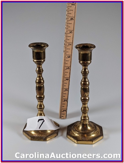 2 Brass Candlestick Holders