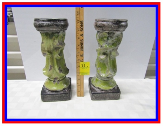 Matching Set Of Very Nice Ceramic Pillar Candle Holders