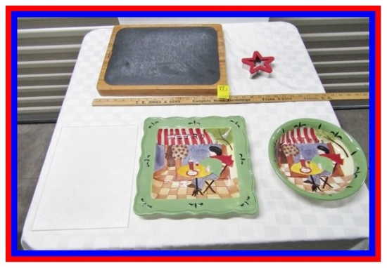 Kitchen Lot: Bistro Plate And Bowl; 2 Cutting Boards And A Star Shaped  (No Shipping)
