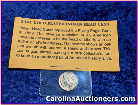 1902 Gold Plated US Indian Head Cent