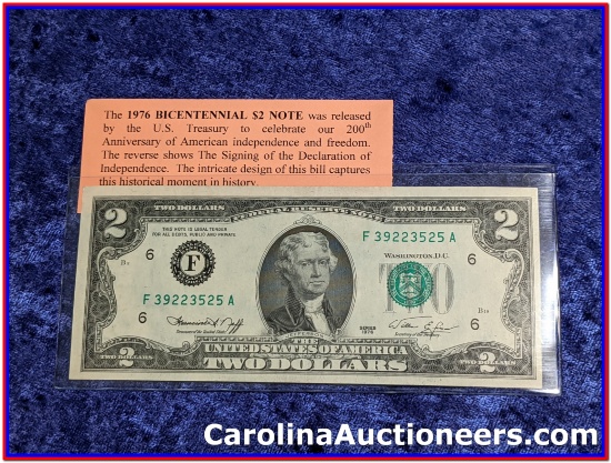 1976 US Bicentennial Two Dollar Note