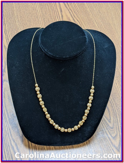 Stamped 14k Necklace w/14k Beads Approx: 26"