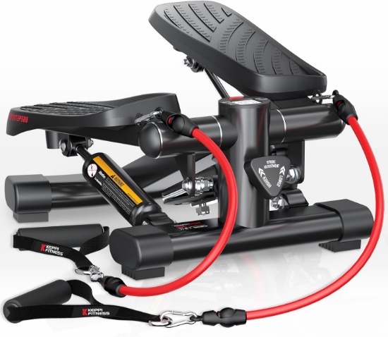 Keppi Fitness Mini Stepper, 350-400LB Capacity, w/Resistance Bands, for Cardio Workout
