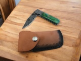 Damascus Handmade Pocket Knife with Sheath