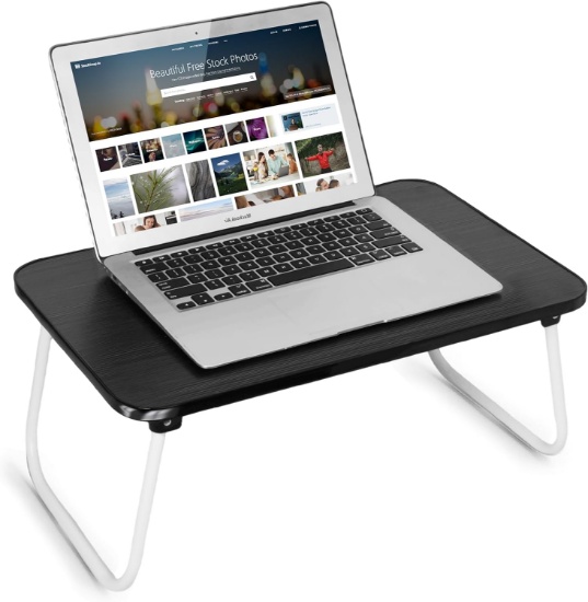 LAP DESK LAPTOP TRAY - FOLDING LEGS, LIGHTWEIGHT MINI TABLE, LAPTOP STAND, BLACK