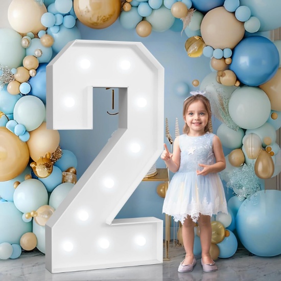 4FT MARQUEE LIGHT UP NUMBER 2, COOL LIGHT, LARGE NUMBER, BIRTHDAY, ANNIVERSARY DECOR