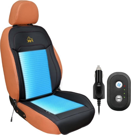 JPART COOLING CAR SEAT COVER WITH MASSAGE,12-24V, 12 FANS VENTILATED, UNIVERSAL FIT, BLACK