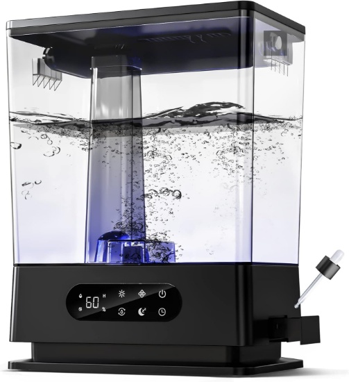 6.5L HUMIDIFIER FOR BEDROOM, TOP FILL COOL MIST, CUSTOMIZED HUMIDITY, EASY TO CLEAN