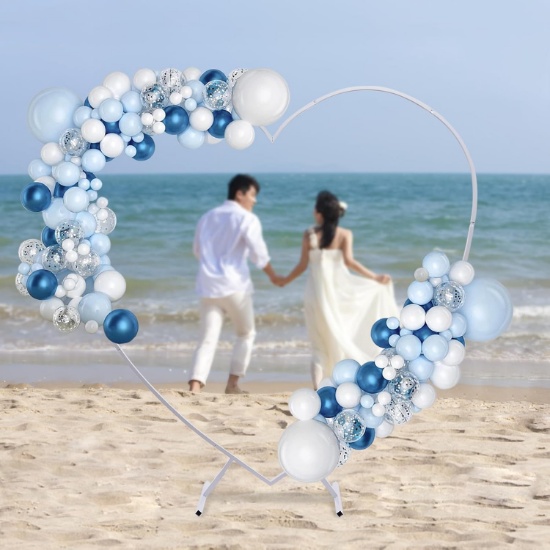 6.89FT HEART SHAPED WEDDING ARCH BACKDROP STAND, FLOWER BALLOON FRAME DISPLAY KIT, METAL RACK
