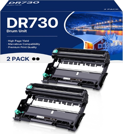 DR730 DRUM UNIT FOR BROTHER PRINTERS MFC/HL/DCP SERIES (2 PACK, NOT TONER)