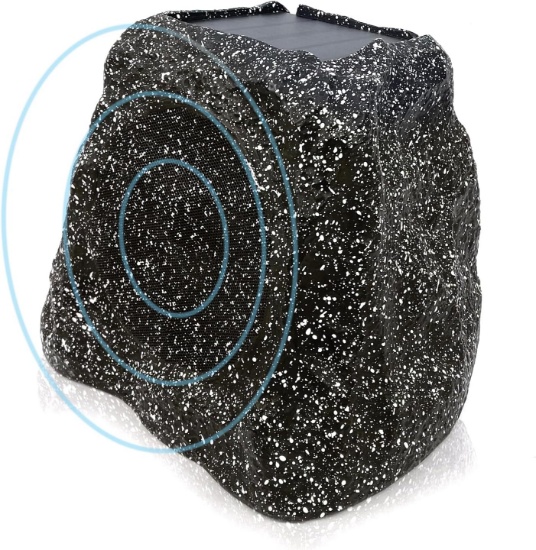 HERDIO ROCK SPEAKERS, OUTDOOR, IPX7 WATERPROOF, BLUETOOTH, SOLAR POWERED, 100W, RECHARGEABLE