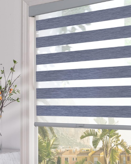 PERSILUX BLACKOUT CORDLESS ZEBRA BLINDS, 72"X72", DARK GREY