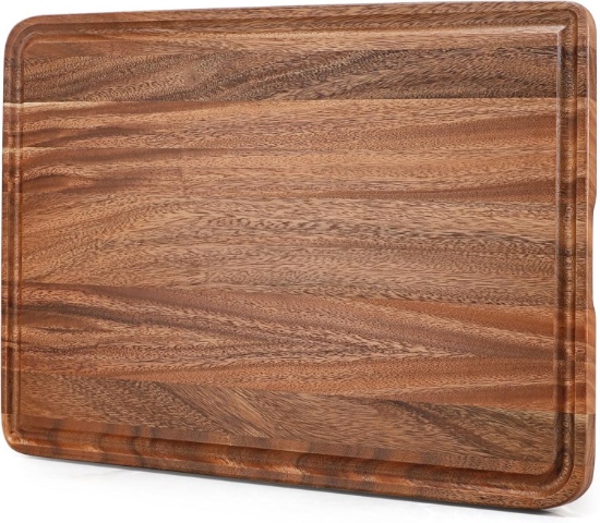 EXTRA LARGE BAMBOO WOOD CUTTING BOARD, XXL ACACIA BUTCHER BLOCK W/JUICE GROOVE (24" X 16" X 1')