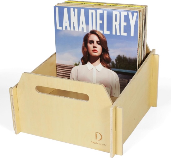 TOOL-FREE ASSEMBLY - WOODEN LP RECORD HOLDER, STORES 90+ ALBUMS, CLASSIC WOOD FINISH