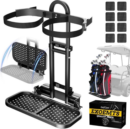 UNIVERSAL FOLDABLE GOLF CART REAR SEAT BAG HOLDER, FITS SAFETY GRIP BAR MAX 8', NO-DRILL