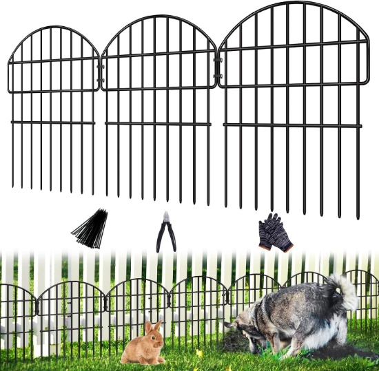 28FT X 17 (H) ANIMAL BARRIER, 26 PANELS, NO DIG, 1.25IN GAP, RUSTPROOF METAL GARDEN FENCE