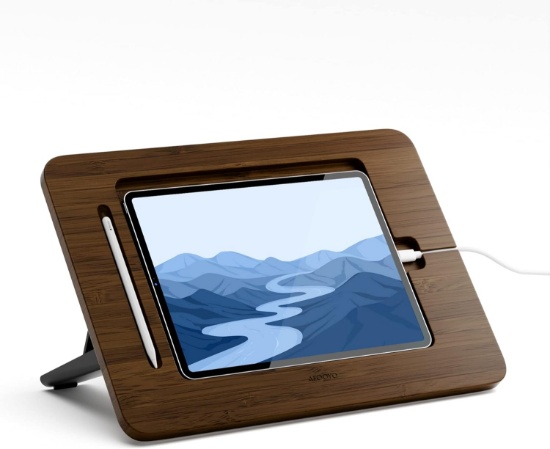 BAMBOO DRAWING STAND - ADJUSTABLE 5 ANGLES FOR IPAD/LAPTOP - WALNUT VARNISH