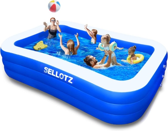 INFLATABLE POOL, 120" X 72" X 22", OVERSIZED FAMILY SWIMMING POOL FOR OUTDOOR SUMMER FUN