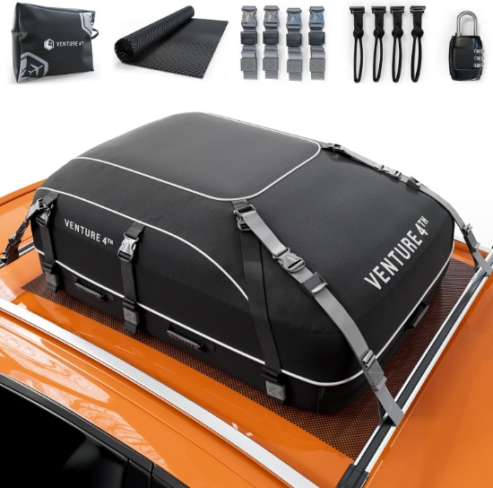 VENTURE 4TH ROOFTOP CARGO CARRIER - 21 CUBIC FEET WATERPROOF CAR ROOF CARGO BAG
