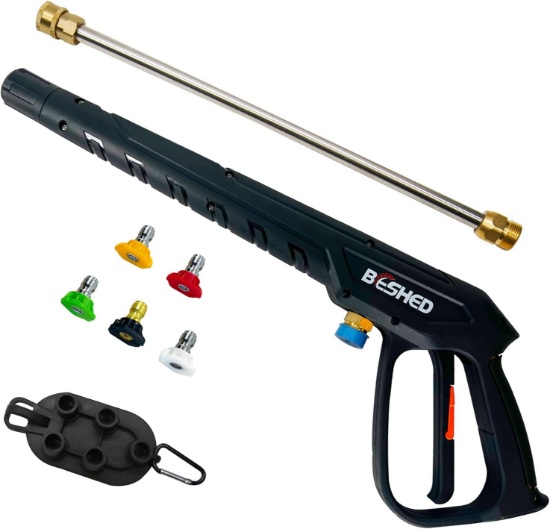 DURABLE PRESSURE WASHER KIT, 37 INCH, 3000 PSI, M22 FITTING, 5 NOZZLE TIPS, EXTENSION WAND