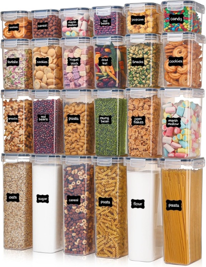 AIRTIGHT FOOD STORAGE CONTAINERS, 24 PCS, BPA FREE, BLACK