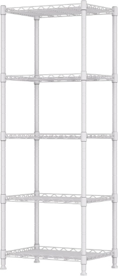 REGILLER 5-WIRE SHELVING METAL RACK, ADJUSTABLE, 11.8" D X 16.6" W X 53.5" H, WHITE