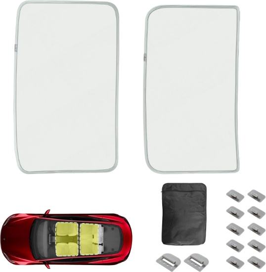 HSB COMPATIBLE TESLA MODEL 3 2024 SUNSHADE ROOF SHADES SKYLIGHT REFLECTIVE COVERS SET, GREY