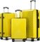 Luggage Set ABS + PC Hardside Spinner Suitcase Set, 3 Piece w/TSA Lock, Double Wheels, Yellow