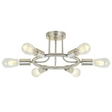 BONLICHT Sputnik Chandelier, Nickel 6-Light Semi Flush Mount Ceiling Fixture, UL Listed
