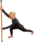 Natural Bamboo Yoga Stick (5ft): Stretch Bar with Super Sturdy Rubber Ends - Karma Heart