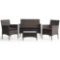 Iris Gray 4-Piece Rattan Outdoor Conversation Seating Set & Patio Table w/Charcoal Cushions