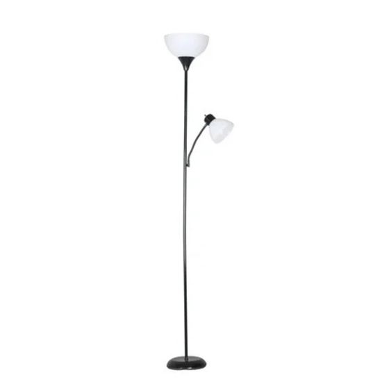Mainstays 72" Combo Floor Lamp w/Adjustable Reading Lamp, Black, Plastic Shade