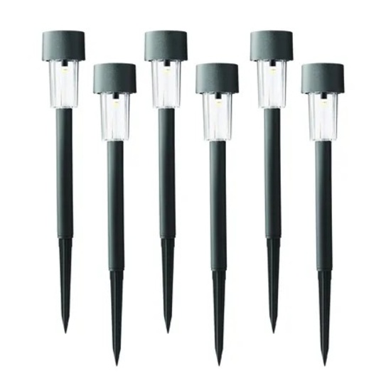 Mainstays Solar Powered Black Classic Column LED Path Light and Landscape Light, 2 Lumens (6 Ct)