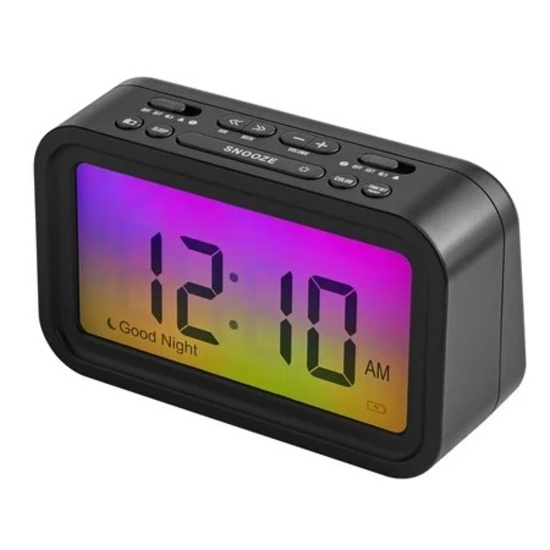 onn. Digital Alarm Clock Radio with Ombre Color Changing Display