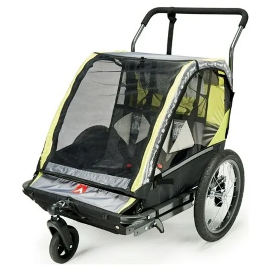 Allen Sports Deluxe 2-Child Bicycle Trailer & Stroller, Max Capacity 100 lbs, Model AS2, Green