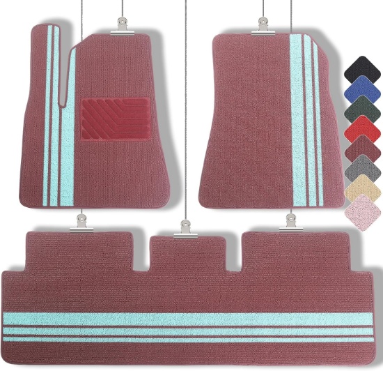Tesla Model 3 Burgundy Anti-Slip Floor Mats, 2024 2023-17, All Weather TPE Heavy Duty Liners