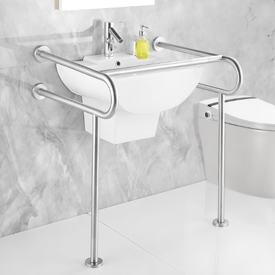 Safety Toilet Rails for Seniors, 27.6 Width, Stainless Steel Barrier-Free Assist Rails