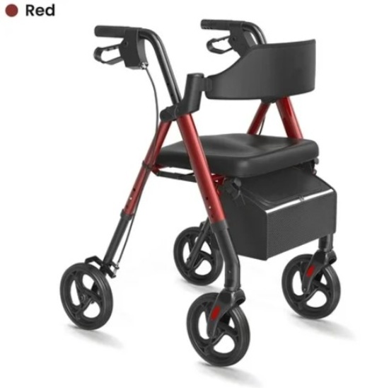 VOCIC Heavy-Duty Rollator | 330lb Capacity | All-Terrain Wheels & Foldable Design | Red