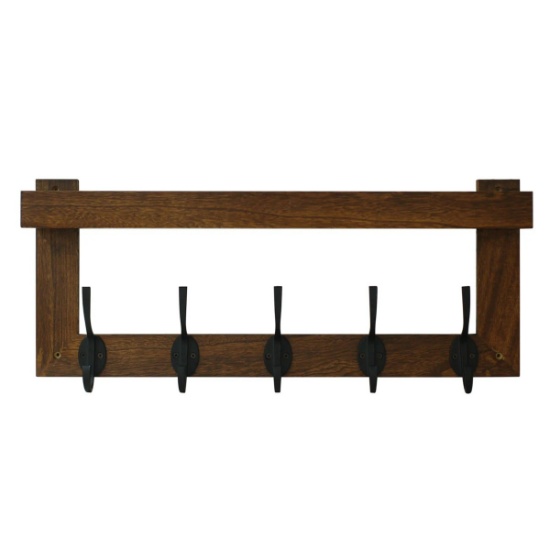 Allen + Roth 5-Hook 27.01-in x 11.77-in H Tabacco Decorative Wall Hook (35-lb Capacity)
