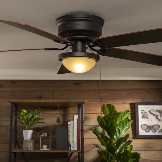Harbor Breeze Armitage 52-in Bronze LED Indoor Flush Mount Ceiling Fan (5-Blade)