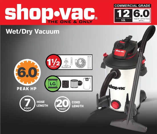 Shop-Vac 12-Gallons 6-HP Corded Wet/Dry Shop Vacuum with Accessories Included