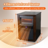 Space Heater, 1500W, Infrared Quartz, Adjustable Thermostat, Overheat Protection, Large Room