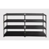 Mainstays 4-Tier Shoe Rack Storage Organizer, Rich Black, Iron Poles & Plastic Connectors