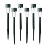 Mainstays Solar Powered Black Classic Column LED Path Light and Landscape Light, 2 Lumens (6 Ct)